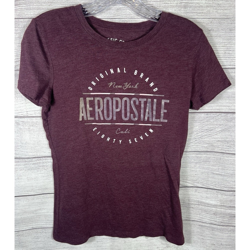 Aeropostale Classic Crew Burgundy Graphic T-Shirt Short Sleeve Juniors Medium